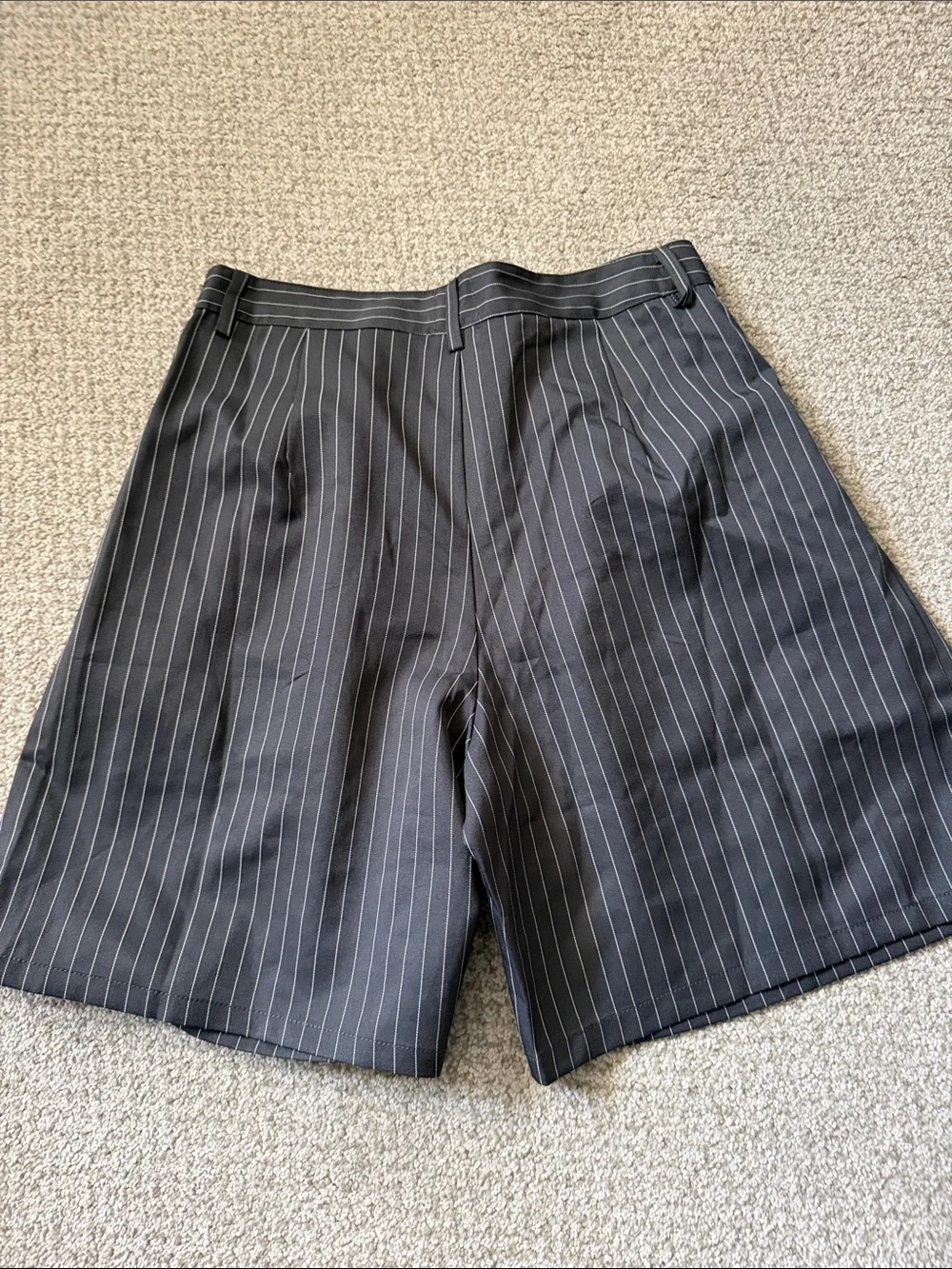 Princess Polly Black and White Pinstripe Pleated Shorts - Picture 3 of 3